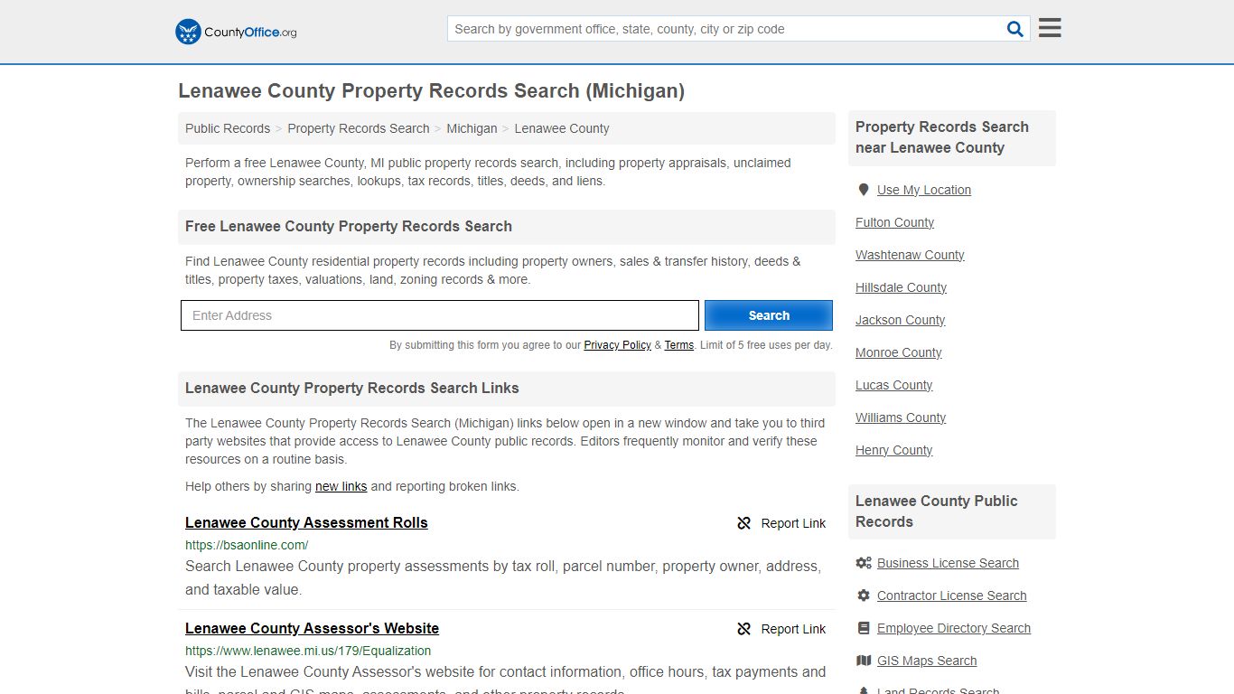 Lenawee County Property Records Search (Michigan) - County Office